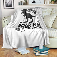 Funny Patriotic Dinosaur Throw Blanket Roaring Into The 250th Anniversary