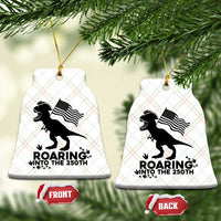 Funny Patriotic Dinosaur Ceramic Ornament Roaring Into The 250th Anniversary