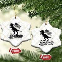 Funny Patriotic Dinosaur Ceramic Ornament Roaring Into The 250th Anniversary