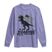 Funny Patriotic Dinosaur Long Sleeve Shirt Roaring Into The 250th Anniversary