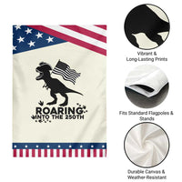 Funny Patriotic Dinosaur Garden Flag Roaring Into The 250th Anniversary