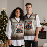 Funny George Washington Monster Truck V-Neck Knit Sweater Vest America 250th Anniversary
