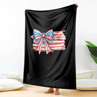 Patriotic American Flag Bow Throw Blanket Gift For Women