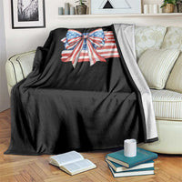 Patriotic American Flag Bow Throw Blanket Gift For Women