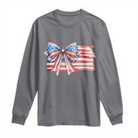 Patriotic American Flag Bow Long Sleeve Shirt Gift For Women