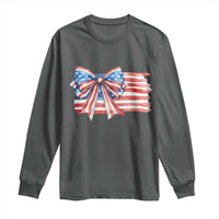 Patriotic American Flag Bow Long Sleeve Shirt Gift For Women
