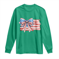 Patriotic American Flag Bow Long Sleeve Shirt Gift For Women