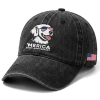 Merica Golden Retriever Lover Washed Cotton Baseball Cap 250th Anniversary Gift