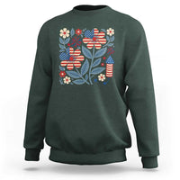 Boho Patriotic Daisy American Flag Floral Sweatshirt
