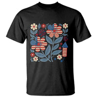 Boho Patriotic Daisy American Flag Floral T Shirt