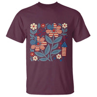 Boho Patriotic Daisy American Flag Floral T Shirt