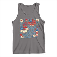 Boho Patriotic Daisy American Flag Floral Tank Top