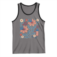 Boho Patriotic Daisy American Flag Floral Tank Top