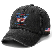 Patriotic Butterfly Washed Cotton Baseball Cap 250 Years Of Liberty