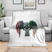 Patriotic Irish American Cross Throw Blanket St Patricks Day Religious Gift