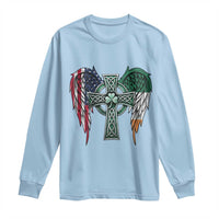 Patriotic Irish American Cross Long Sleeve Shirt St Patricks Day Religious Gift