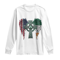 Patriotic Irish American Cross Long Sleeve Shirt St Patricks Day Religious Gift