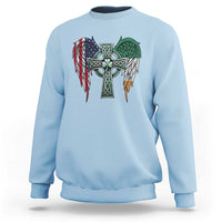 Patriotic Irish American Cross Sweatshirt St Patricks Day Religious Gift
