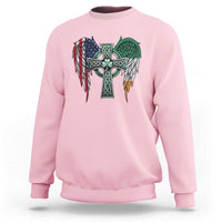 Patriotic Irish American Cross Sweatshirt St Patricks Day Religious Gift