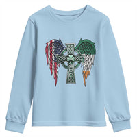 Patriotic Irish American Cross Youth Sweatshirt St Patricks Day Religious Gift