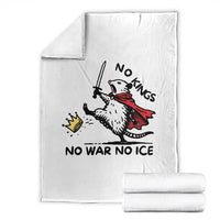 Funny Opossum Warrior Political Gift Throw Blanket No Kings No Wars No Ice
