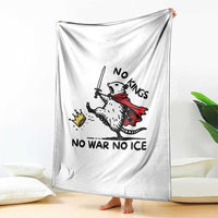 Funny Opossum Warrior Political Gift Throw Blanket No Kings No Wars No Ice