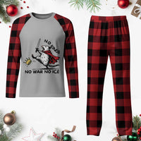 Funny Opossum Warrior Political Gift Plaid Pajama Set No Kings No Wars No Ice