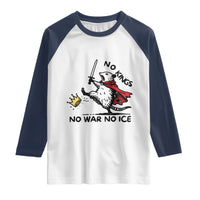 Funny Opossum Warrior Political Gift Raglan Shirt No Kings No Wars No Ice