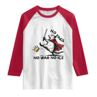 Funny Opossum Warrior Political Gift Raglan Shirt No Kings No Wars No Ice