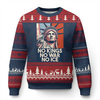 Statue Of Liberty No Kings No War No Ice Ugly Christmas Sweater Freedom Protest Gift
