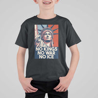 Statue Of Liberty No Kings No War No Ice T Shirt For Kid Freedom Protest Gift