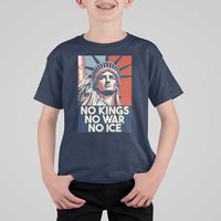 Statue Of Liberty No Kings No War No Ice T Shirt For Kid Freedom Protest Gift