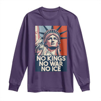 Statue Of Liberty No Kings No War No Ice Long Sleeve Shirt Freedom Protest Gift