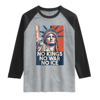 Statue Of Liberty No Kings No War No Ice Raglan Shirt Freedom Protest Gift