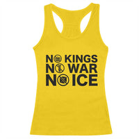 Anti Monarchy Political Racerback Tank Top No Kings No Wars No Ice