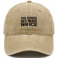 Anti Monarchy Political Washed Cotton Baseball Cap No Kings No Wars No Ice