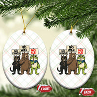 Funny Animal Protest Ceramic Ornament No Kings No Wars No Ice