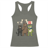Funny Animal Protest Racerback Tank Top No Kings No Wars No Ice