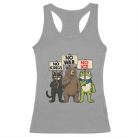 Funny Animal Protest Racerback Tank Top No Kings No Wars No Ice