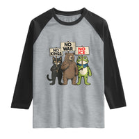 Funny Animal Protest Raglan Shirt No Kings No Wars No Ice