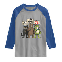 Funny Animal Protest Raglan Shirt No Kings No Wars No Ice