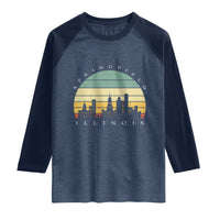 Vintage Springfield Illinois Pride Raglan Shirt Scenic Cityscape Gift