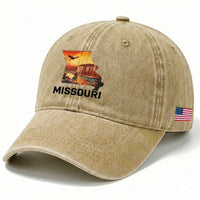 Missouri State Map Nature Travel Washed Cotton Baseball Cap The Show Me State Pride