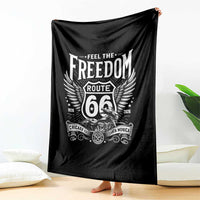 Feel The Freedom Route Highway 66 Throw Blanket 100th Anniversary Biker Road Trip Graphic