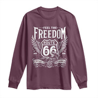 Feel The Freedom Route Highway 66 Long Sleeve Shirt 100th Anniversary Biker Road Trip Graphic