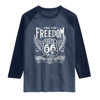 Feel The Freedom Route Highway 66 Raglan Shirt 100th Anniversary Biker Road Trip Graphic