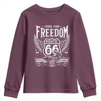 Feel The Freedom Route Highway 66 Youth Sweatshirt 100th Anniversary Biker Road Trip Graphic