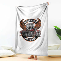 Vintage Route Highway 66 Biker Club Throw Blanket Live To Ride Motorcycle Graphic