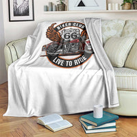 Vintage Route Highway 66 Biker Club Throw Blanket Live To Ride Motorcycle Graphic