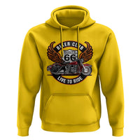 Vintage Route Highway 66 Biker Club Hoodie Live To Ride Motorcycle Graphic